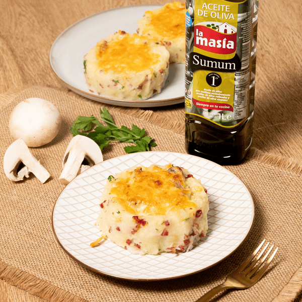 Receta casera de Nidos de patata y champiñones