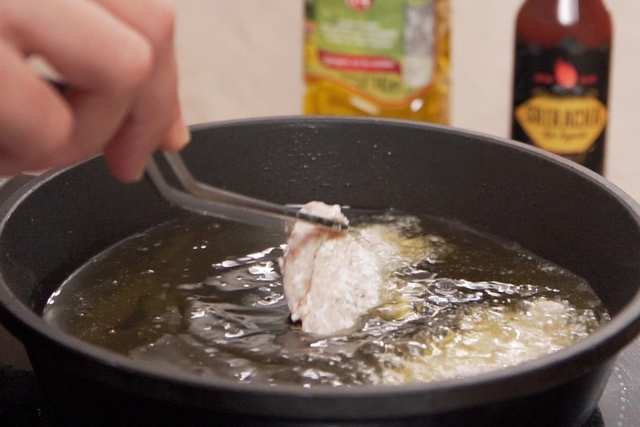 Receta casera de Pollo frito coreano. Freimos en Aceite de oliva Clásico La Masía