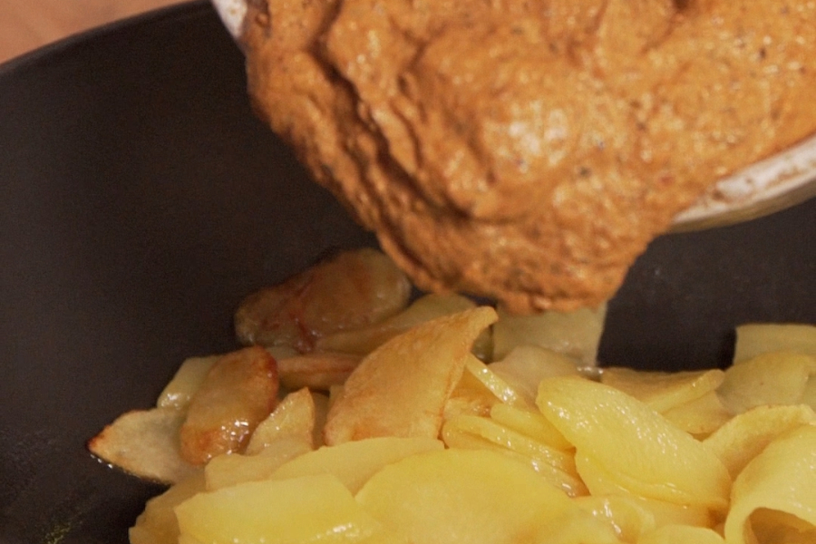 Receta casera de Papas esparragás. Juntamos todo
